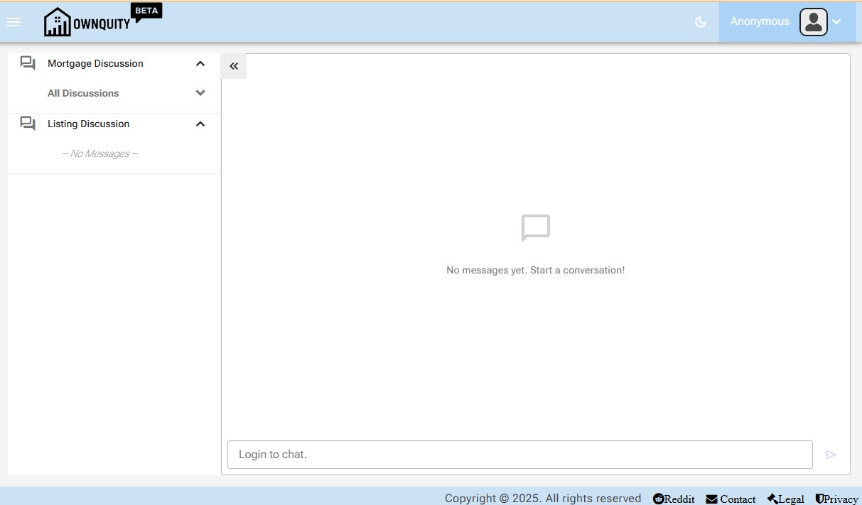 image Ownquity Dashboard showing mortgage rates and home values
